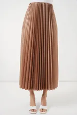 Jupe plissée aspect cuir 8009 - Camel
