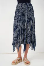 Jupe asymétrique en tulle et mousseline pour femme 8061 - Bleu marine