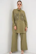 Patterned Tunic Trousers Two Piece Set 6720 - Çağla