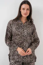 6699 Leopard Patterned Bottom and Top Set - C. Brown