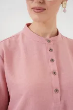 6678 Keten Tunik Pantolon İkili Takım - Pembe