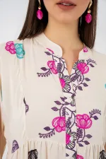 Robe longue hijab à motifs pour femme 2585 - C. Fuchsia