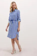 5629 Striped Belted Dress - Saxe
