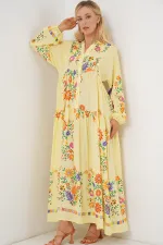 Robe hijab à motifs authentiques 2423 - A.Sarı