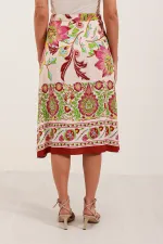 Jupe midi à motifs 1899 - Bordeaux