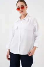 Women's Pocket Detailed Oversize Shirt 20313 - White