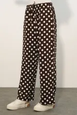 Women's Wide Leg Polka Dot Trousers 30116 - Brown