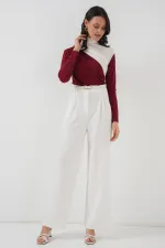 940 Büzgü Detaylı Sandy Bluz - Bordo