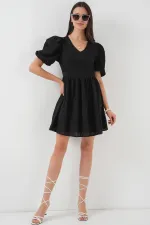 2529 Scalloped Short Dress - Black 2529 Scalloped Short Dress - Black
