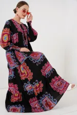 1947 Desenli Uzun Elbise - M. Kırmızı