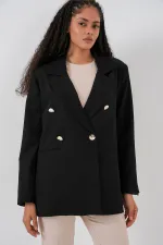 Veste blazer croisée pour femme 0722 - Noir