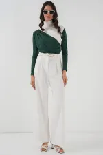 940 Gathered Detail Sandy Blouse - Emerald Green