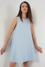 2444 Mini Linen Dress - Light Blue