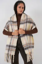 Écharpe-châle épaisse et douce pour femme 15951 - Beige clair