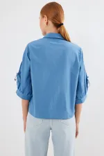 20246 Chemise courte à manches détaillées - Indigo