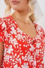 2352 V-Neck Short Dress - Red