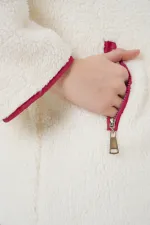 Manteau en peluche zippé 5211 - Rouge