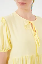 Robe midi à lacets pour femme 2575 - Jaune