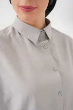103901 Oversize Basic Hijab Shirt - Light Gray