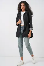 Trench-coat à taille cintrée 10322 - Noir