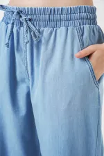 Kadın Rahat Kalıp Kot Pantolon 6707 - Açık Mavi