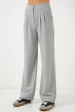 Pantalon palazzo taille haute 6638 - Gris clair