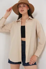 Women's Long Sleeve Basic Shirt 20279 - Beige