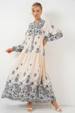 Robe hijab à motifs authentiques 2423 - Bleu marine, taille 12