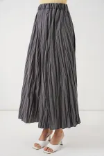 Jupe longue froissée pour femme 8042 - Anthracite