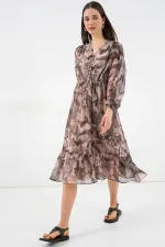 Robe en mousseline à motifs 2137 - Beige clair