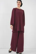 Ayrobin Tunic Trousers Top and Bottom Set 6712 - Claret Red