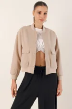 0688 Double Pocket Bomber Jacket - Beige