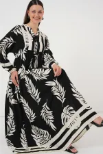 Robe hijab à motifs authentiques 2423 - Noir 12