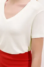 T-shirt oversize à col V 4315 - Blanc