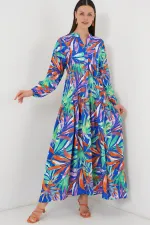 Robe hijab à motifs authentiques 2423 - Bleu marine, taille 10