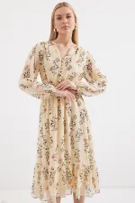 Robe en mousseline à motifs Bigdart 2137 - Crème