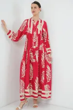 Robe hijab à motifs authentiques 2423 - Rouge H.