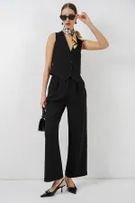 Women's Vest and Trousers Two-Piece Set 30091 - Black