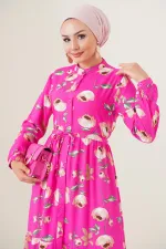 Robe hijab à col juge 2144 - A.Fuchsia