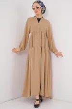 2527 Women's Long Hijab Dress - Biscuit 2527 Women's Long Hijab Dress - Biscuit
