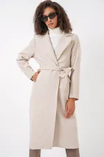 9118 Double Breasted Cashmere Coat - Cream