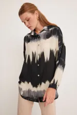 Chemise oversize à motifs orange et noirs pour femme 5923