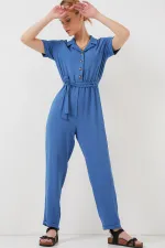 Women's Short Sleeve Ayrobin Jumpsuit 7030 - Indigo