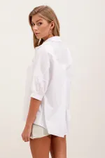 Chemise basique oversize à manches courtes 20213 - Blanche