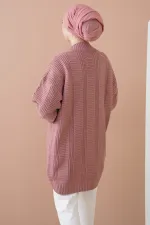 15768 Tesettür Triko Hırka - Gül Kurusu