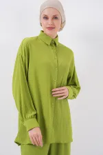 Kadın Örme Tesettür Alt Üst Takım 6711 - E.Yeşil