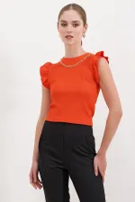 0430 Chemisier tricoté - Orange clair