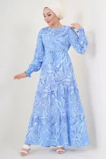 Robe hijab à motifs 2145 - Bleue