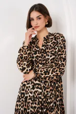 2423 Authentic Patterned Hijab Dress - E. Brown