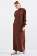 15839 Boydan Triko Elbise - Kahverengi